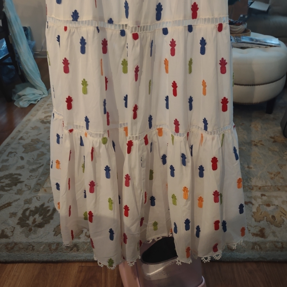 NWT Anthropologie Farm Rio Multicolor Pineapple Midi Dress - Medium - Picture 11 of 12